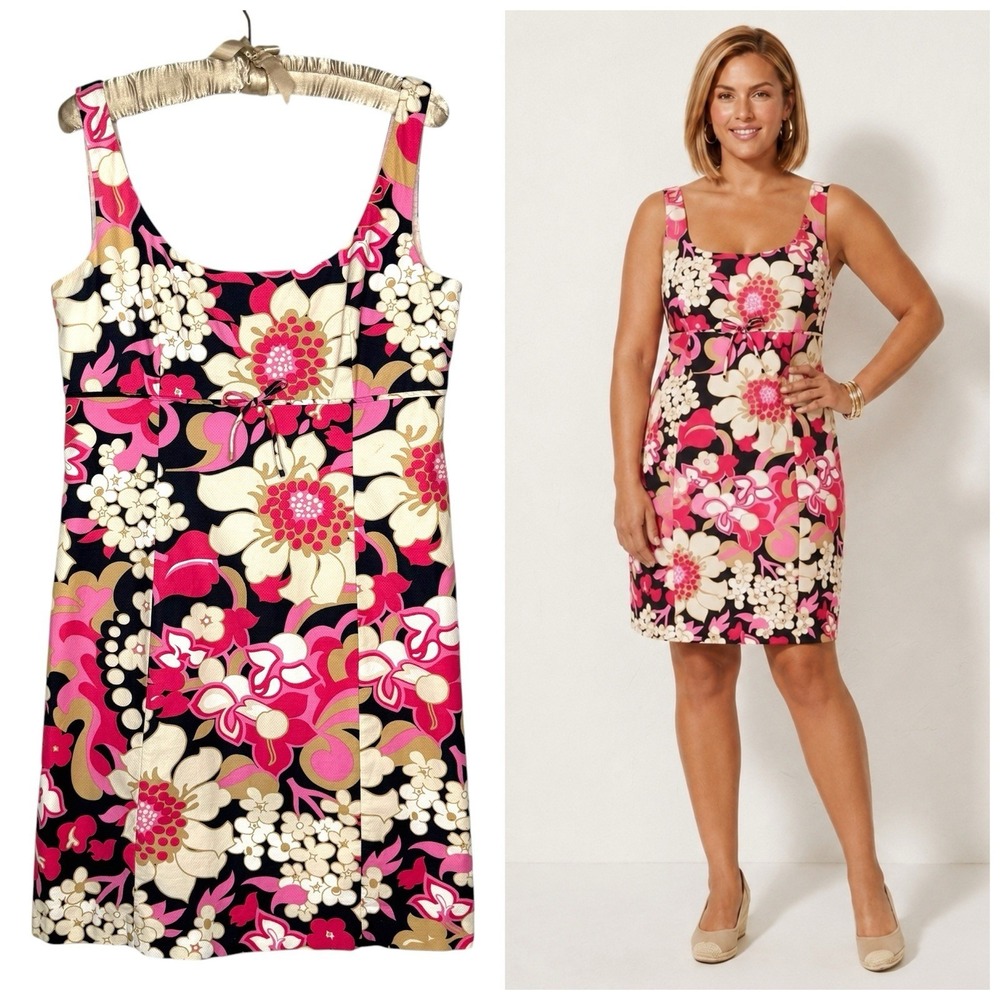 J.Crew 14 Floral Print Sleeveless Retro Cotton Pique Babydoll Dress Sundress